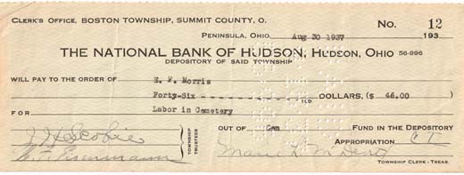 National Bank of Hudson check